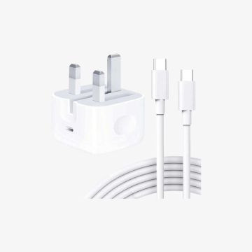 IPHONE 15 PRO MAX 3 PIN (UK PIN) 35W USB-C POWER ADAPTER WITH USB-C TO C CABLE