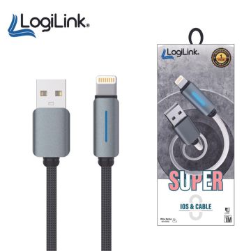 Logilink Usb To Lightning Nylon Fast Charging Data Cable 1m 1 Year Warranty Black