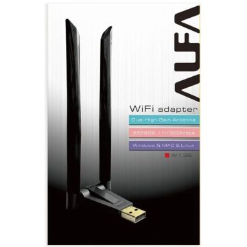 Speed-x Alfa Wifi Usb W136 3dbi Rtl 8192 Dual Antena Adopter 300 Mb