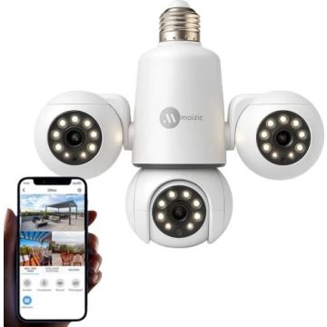 1080P Three-Lens Adjustable Bulb Security Camera 