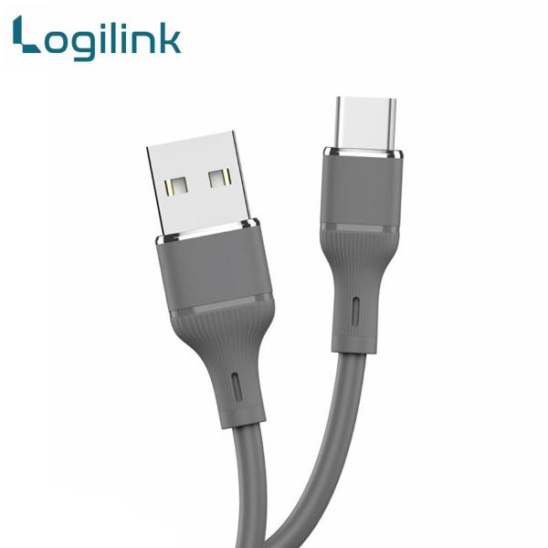 Logilink Usb To Type C Silicone Fast Charging Data Cable 1m (1 Year Warranty) Grey